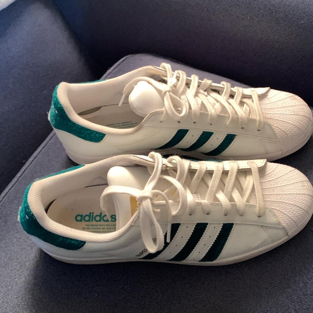 adidas Superstar 'Chenille Stripes Cloud White Green' men’s size 12